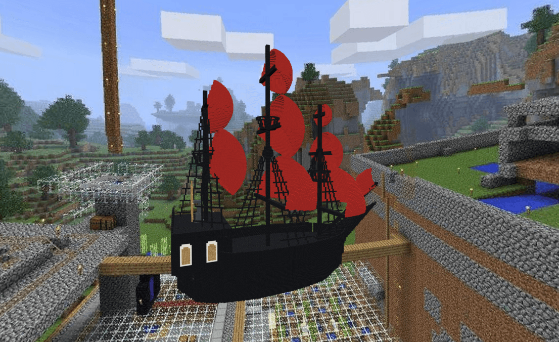 Результат программирования в Minecraft - Корабль